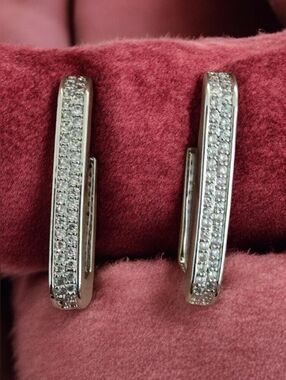 Alexa Rae By Melania Clara Ibiza U-Shaped Pave Crystal Earrings Silver Tone